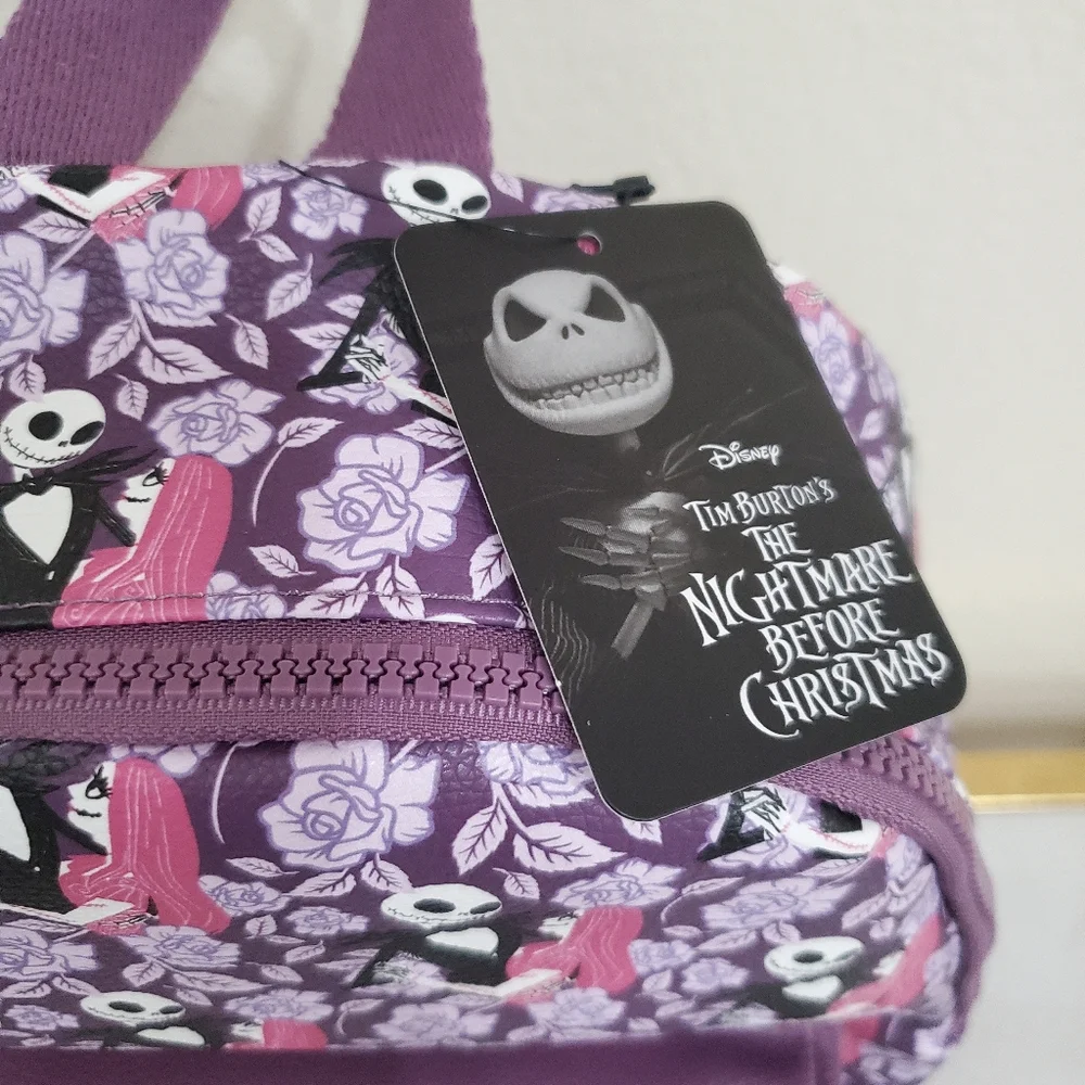 The Nightmare Before Christmas Jack And Sally Purple Rose Backpack NWT Unisex
